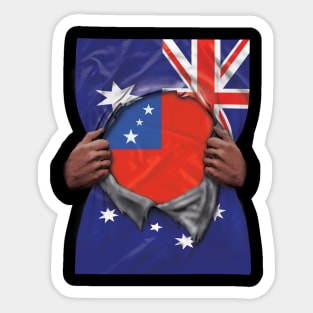 Samoa Flag Australian Flag Ripped - Gift for Samoan From Samoa Sticker